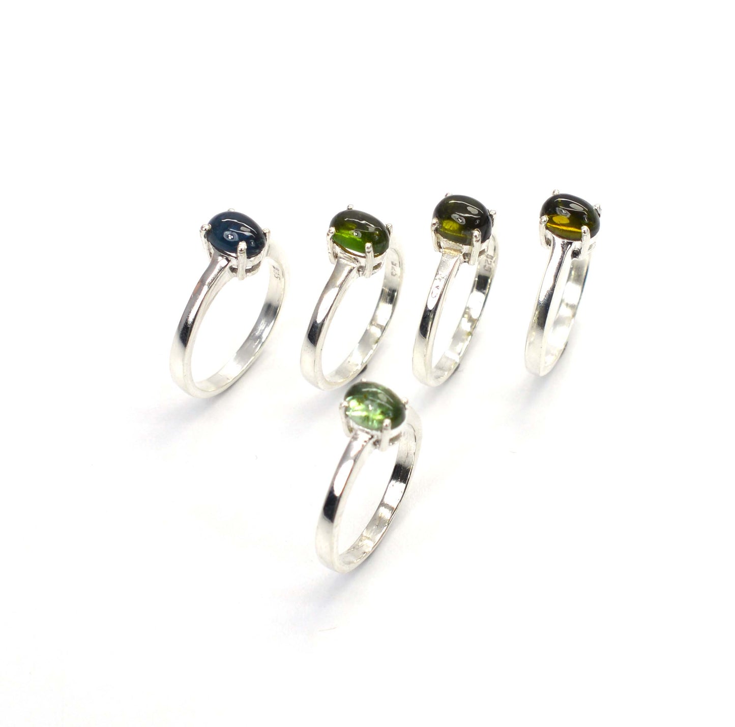 WHOLESALE 5PC 925 SOLID STERLING SILVER GREEN TOURMALINE RING LOT