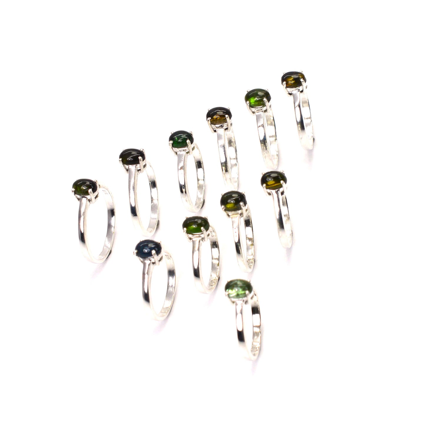 WHOLESALE 11PC 925 SOLID STERLING SILVER GREEN TOURMALINE RING LOT