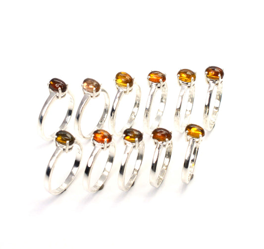 WHOLESALE 11PC 925 SOLID STERLING SILVER YELLOW TOURMALINE RING LOT
