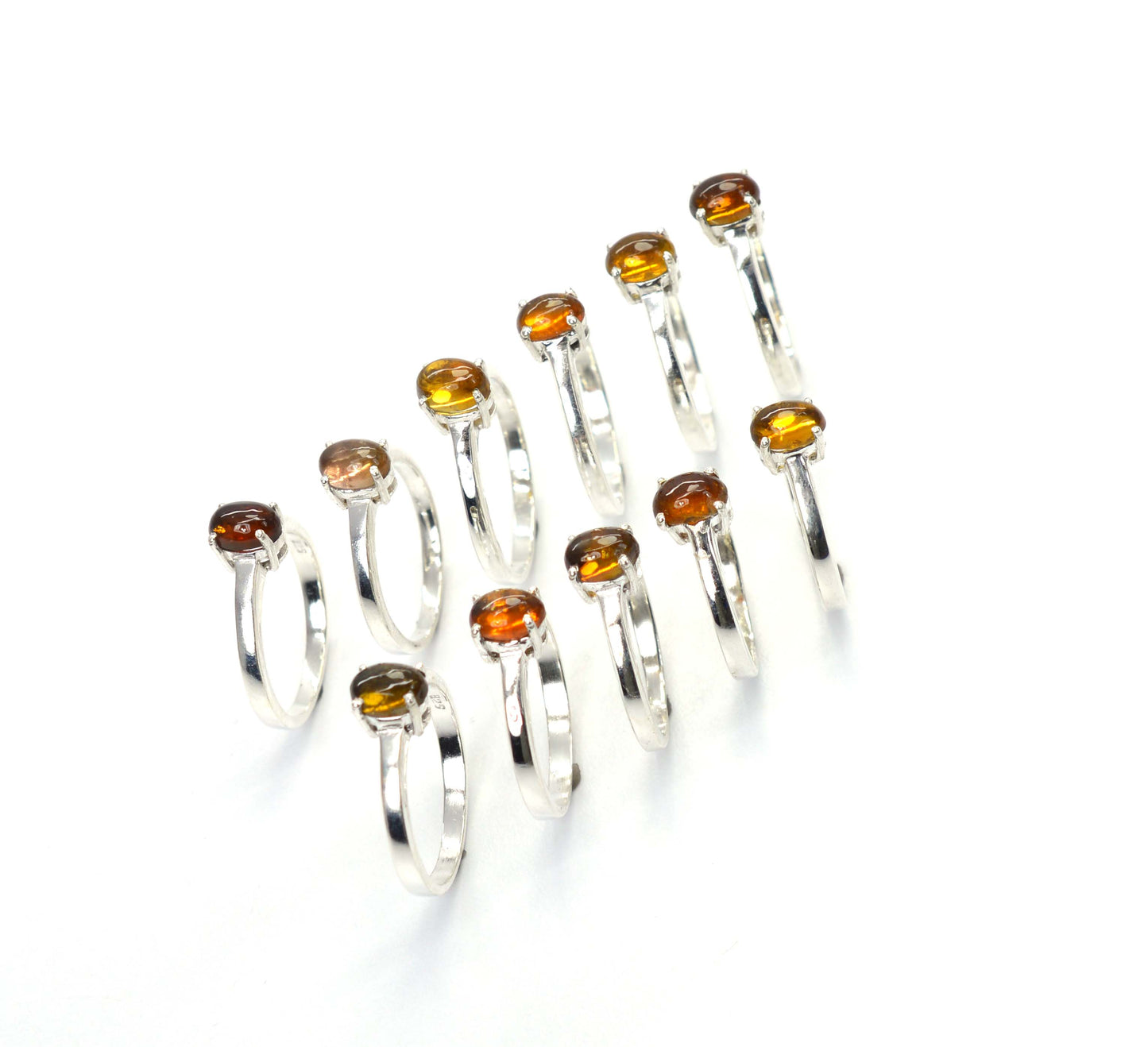 WHOLESALE 11PC 925 SOLID STERLING SILVER YELLOW TOURMALINE RING LOT