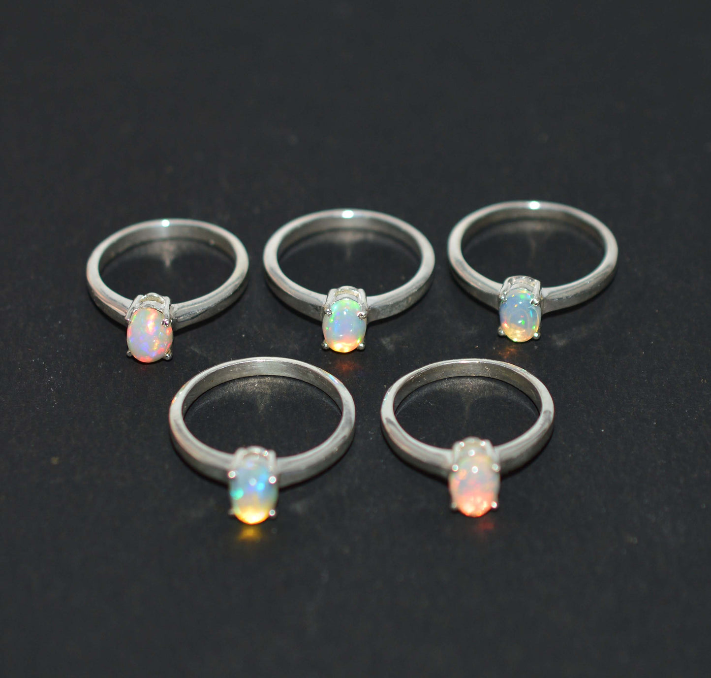 WHOLESALE 5PC 925 SOLID STERLING SILVER ETHIOPIAN OPAL RING LOT