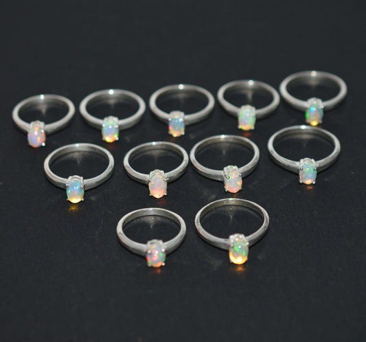 WHOLESALE 11PC 925 SOLID STERLING SILVER ETHIOPIAN OPAL RING LOT