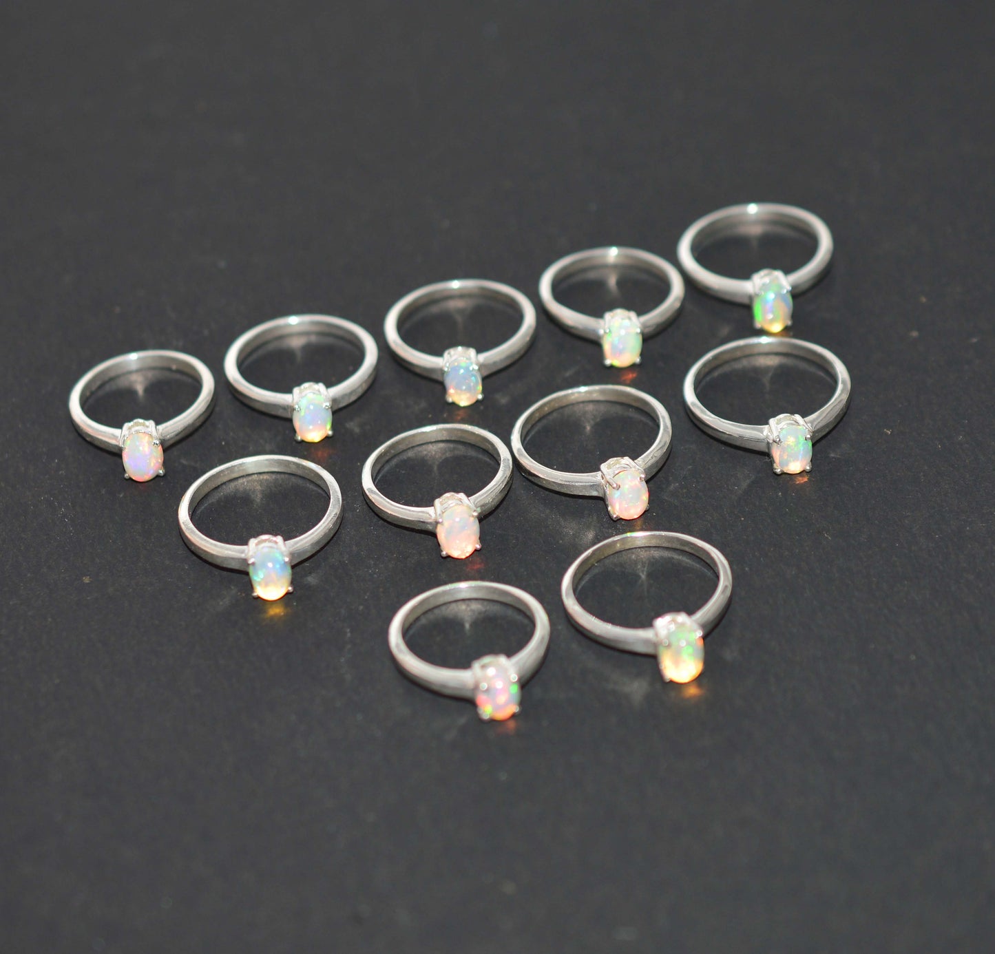 WHOLESALE 11PC 925 SOLID STERLING SILVER ETHIOPIAN OPAL RING LOT