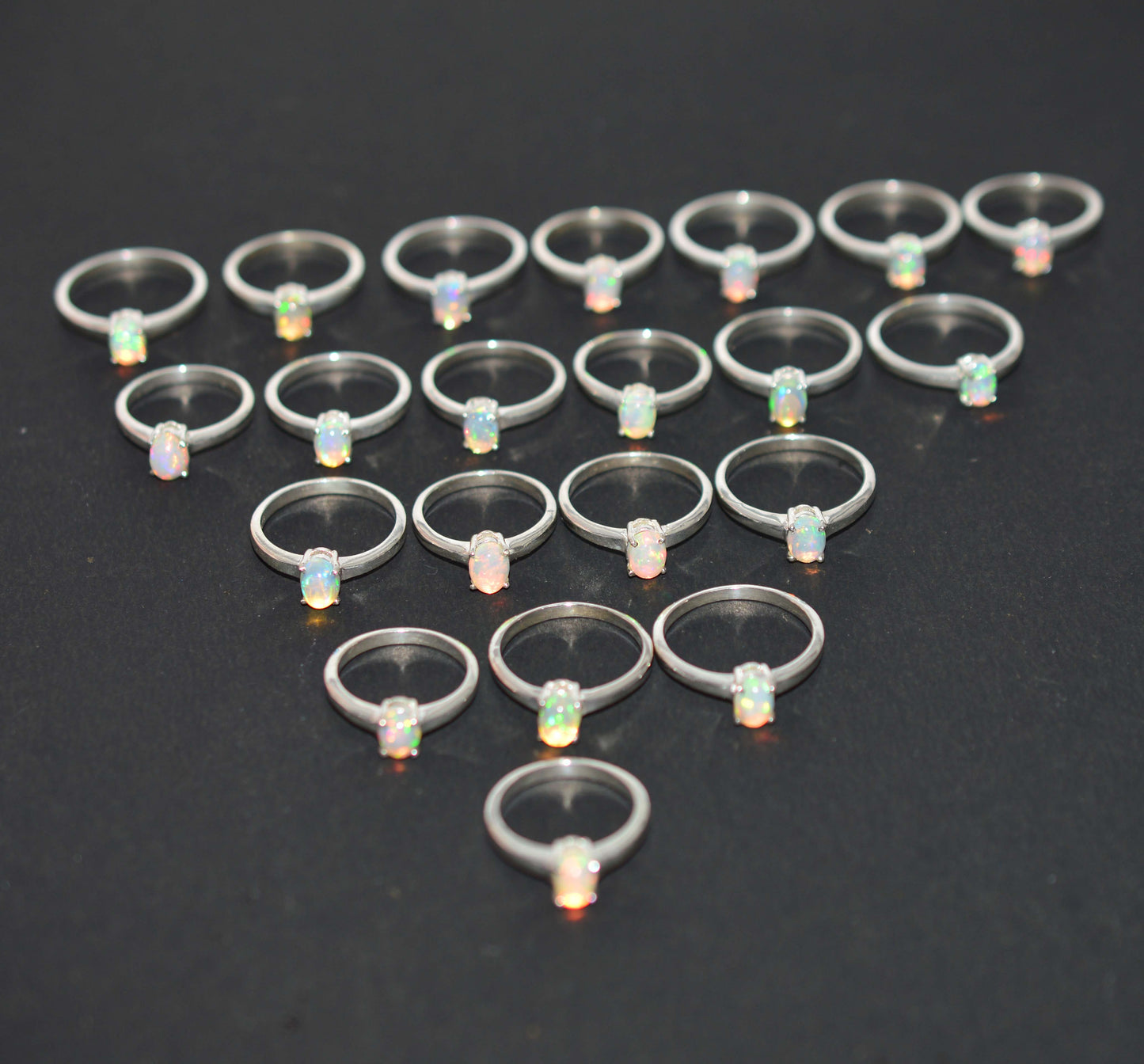 WHOLESALE 21PC 925 SOLID STERLING SILVER ETHIOPIAN OPAL RING LOT