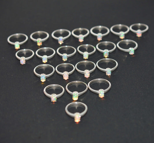 WHOLESALE 21PC 925 SOLID STERLING SILVER ETHIOPIAN OPAL RING LOT
