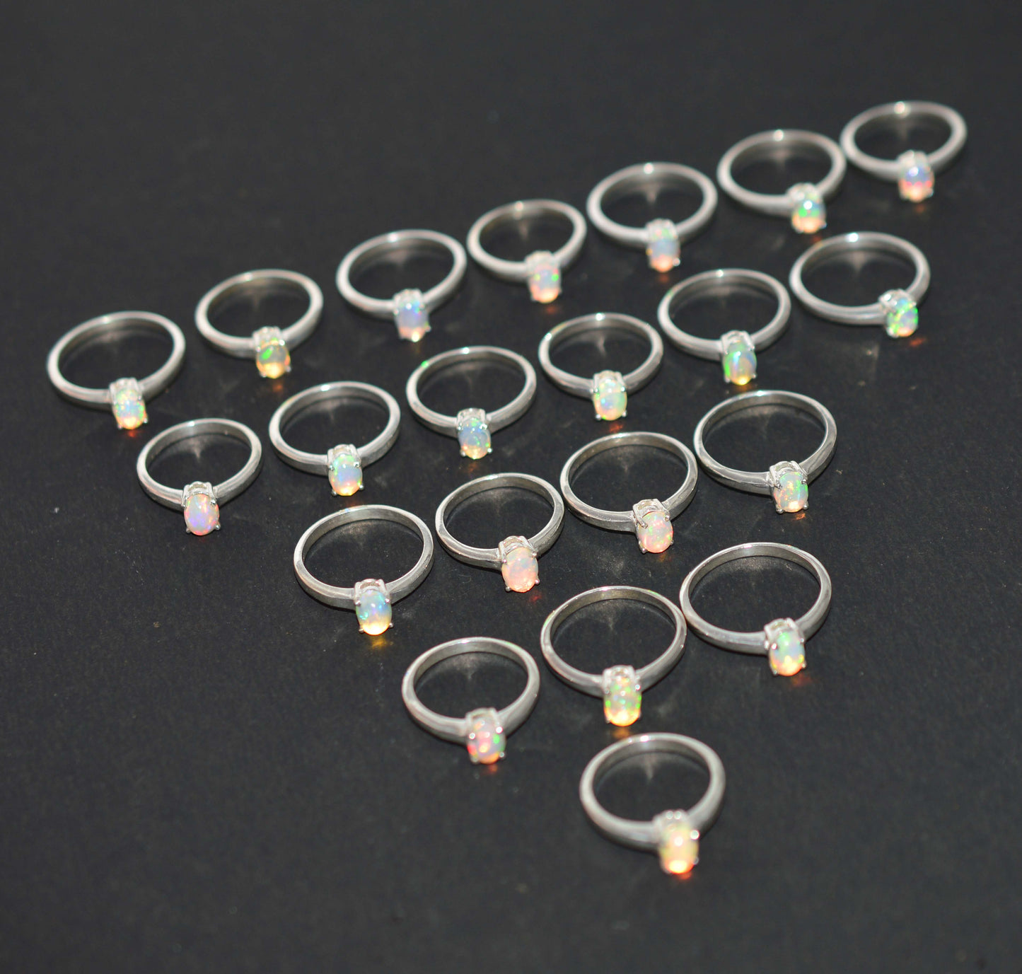 WHOLESALE 21PC 925 SOLID STERLING SILVER ETHIOPIAN OPAL RING LOT