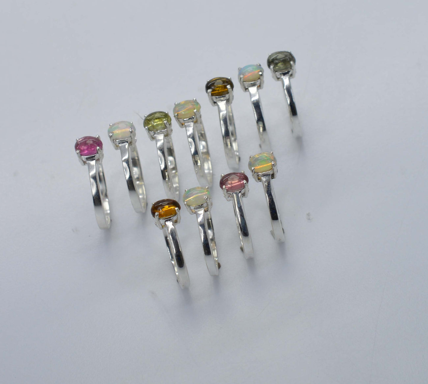 WHOLESALE 11PC 925 SOLID STERLING SILVER PINK TOURMALINE MIX STONE RING LOT