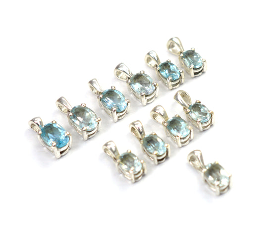 WHOLESALE 11PC 925 SOLID STERLING SILVER BLUE TOPAZ PENDANT LOT