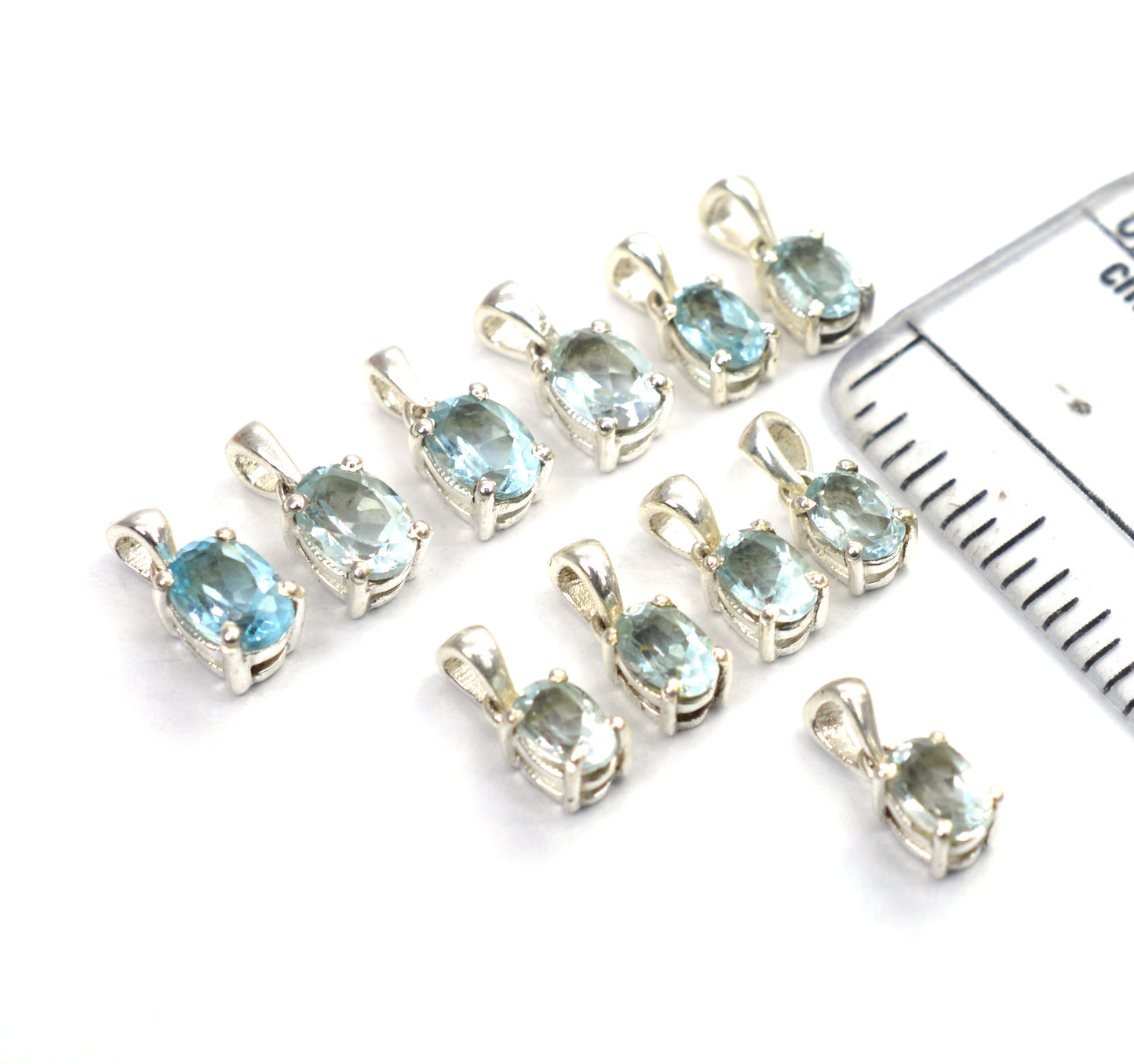 WHOLESALE 11PC 925 SOLID STERLING SILVER BLUE TOPAZ PENDANT LOT
