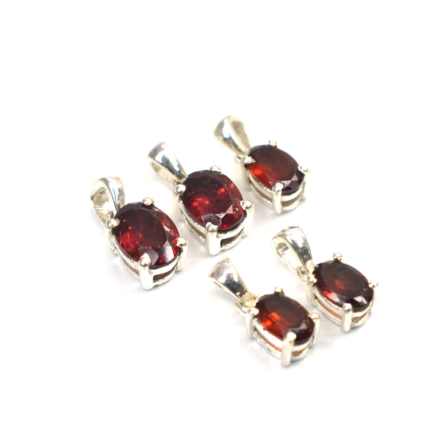 WHOLESALE 5PC 925 SOLID STERLING SILVER RED GARNET PENDANT LOT