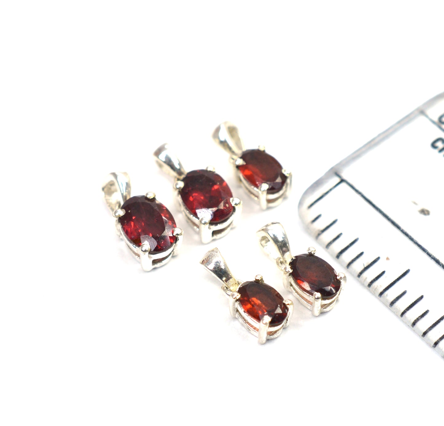 WHOLESALE 5PC 925 SOLID STERLING SILVER RED GARNET PENDANT LOT