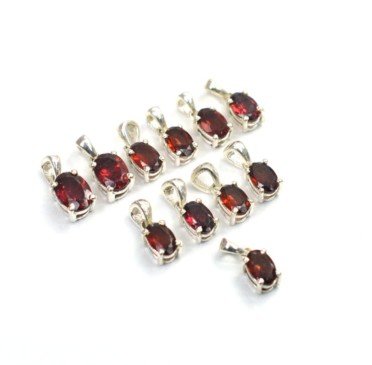WHOLESALE 11PC 925 SOLID STERLING SILVER RED GARNET PENDANT LOT
