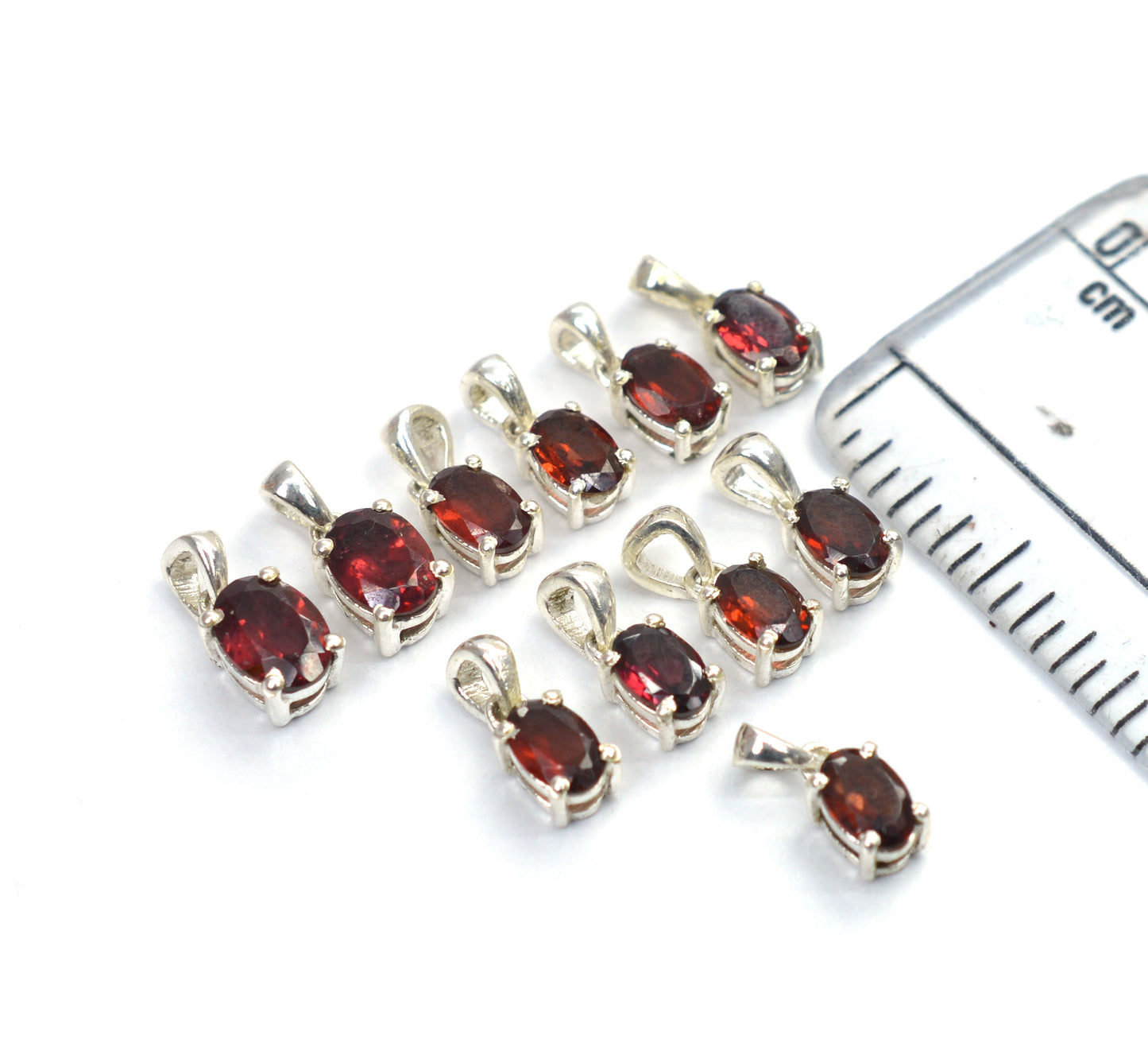 WHOLESALE 11PC 925 SOLID STERLING SILVER RED GARNET PENDANT LOT