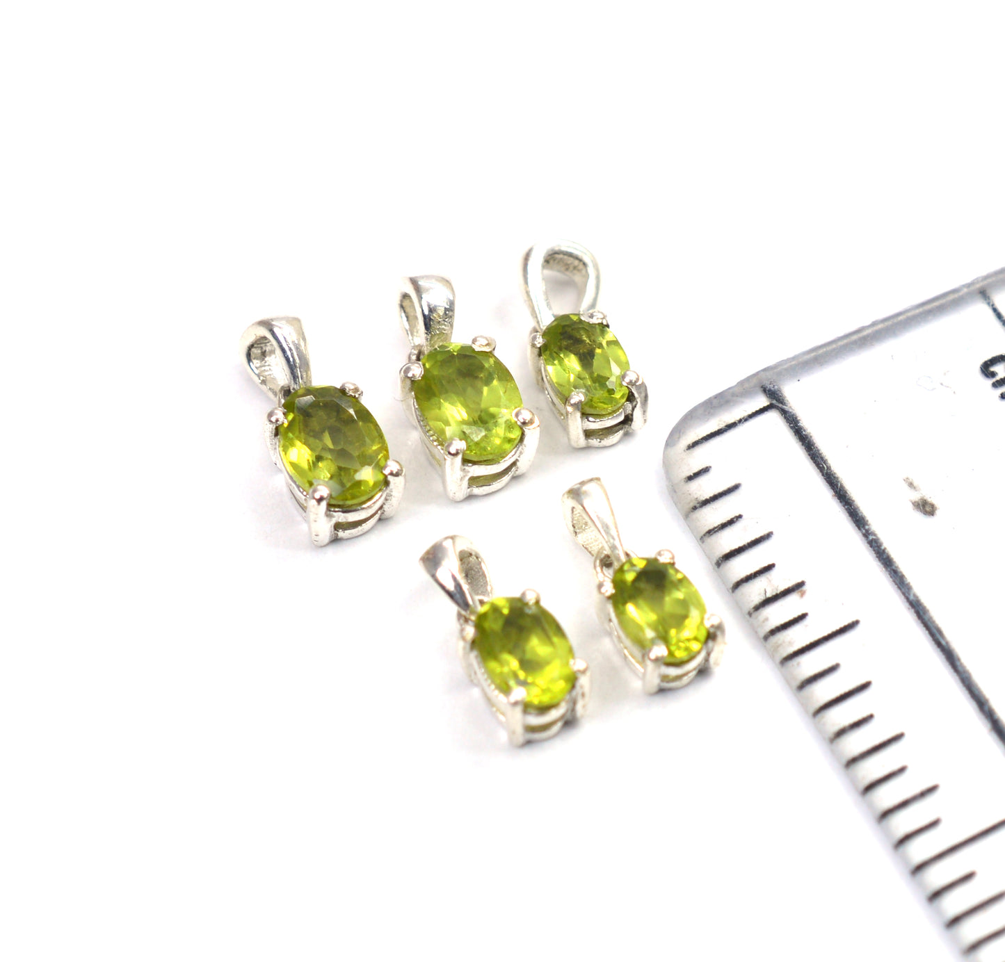 WHOLESALE 5PC 925 SOLID STERLING SILVER GREEN PERIDOT PENDANT LOT
