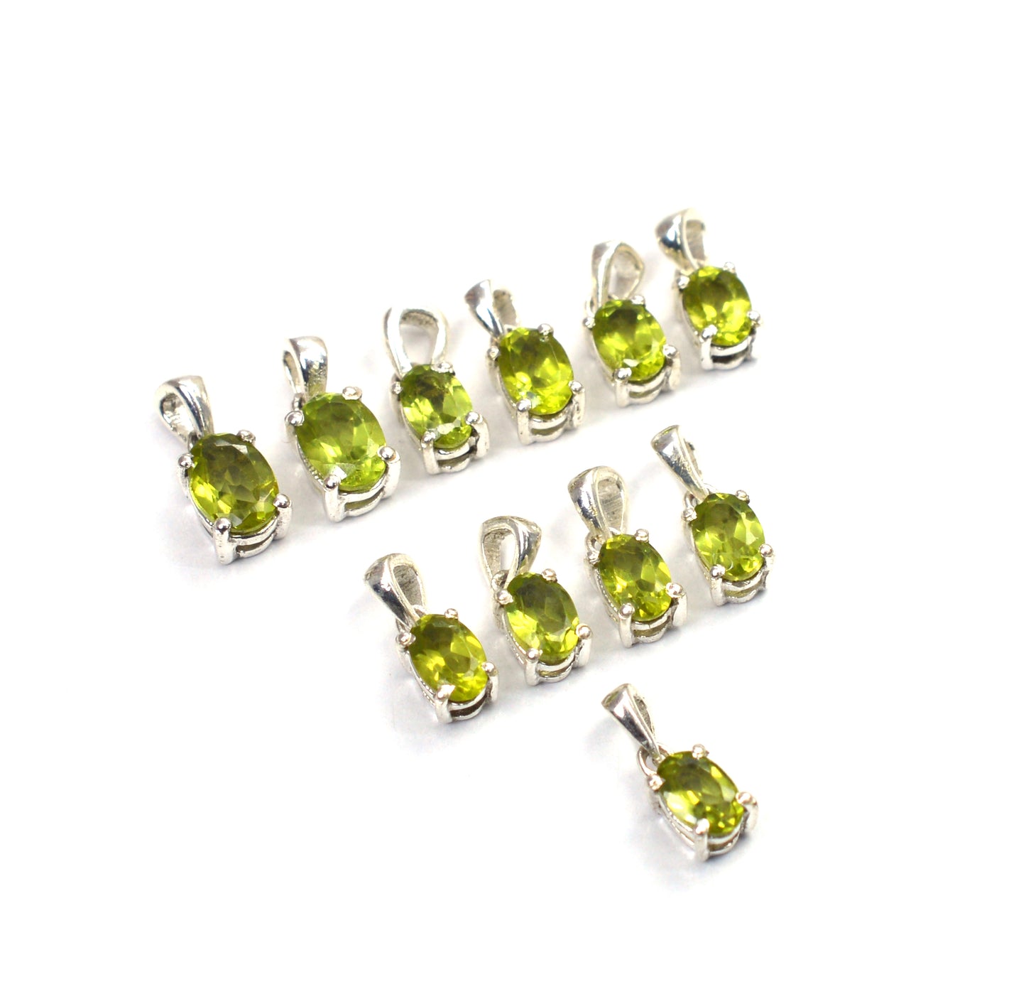 WHOLESALE 11PC 925 SOLID STERLING SILVER GREEN PERIDOT PENDANT LOT