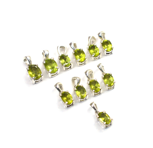 WHOLESALE 11PC 925 SOLID STERLING SILVER GREEN PERIDOT PENDANT LOT