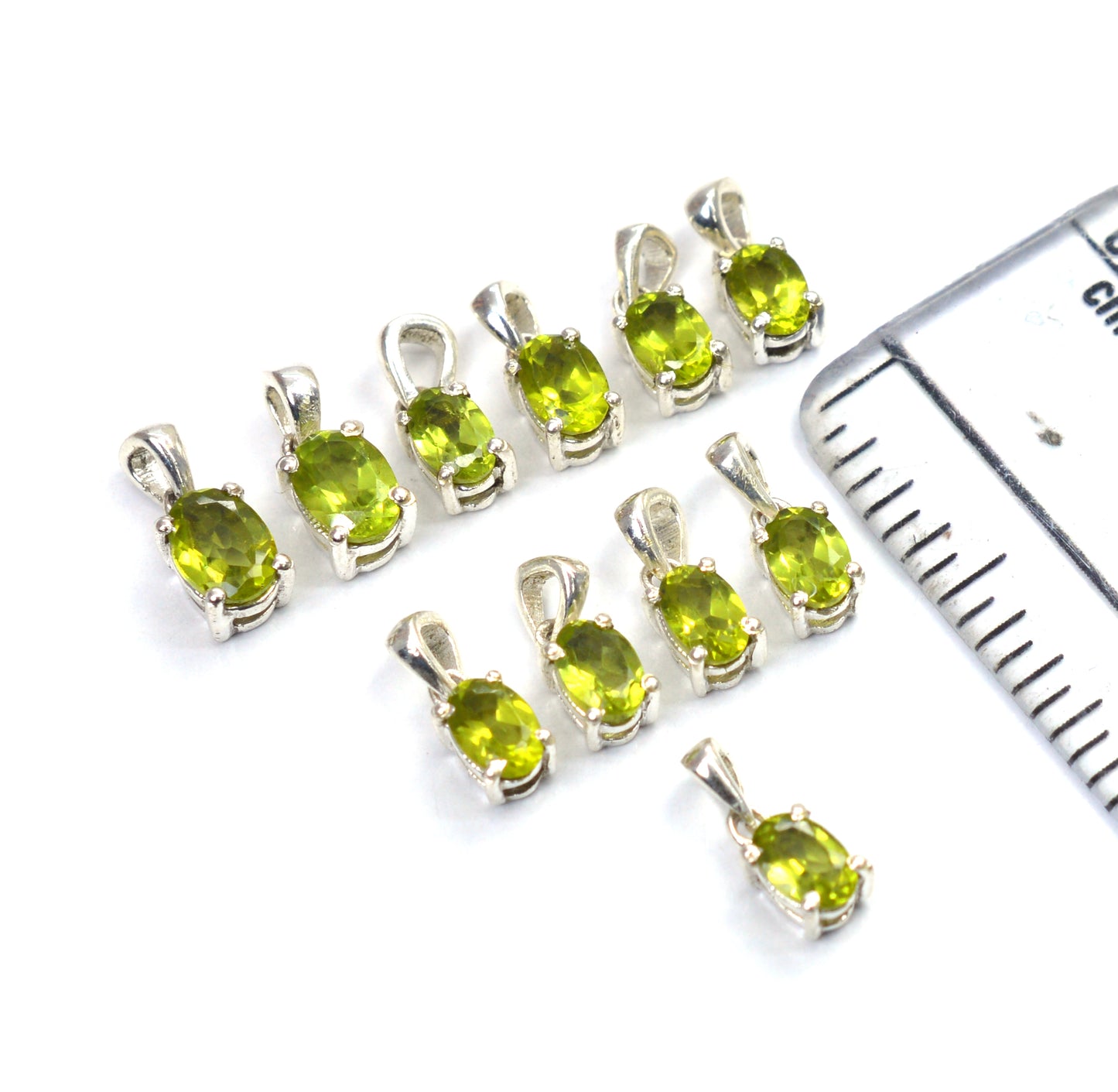 WHOLESALE 11PC 925 SOLID STERLING SILVER GREEN PERIDOT PENDANT LOT