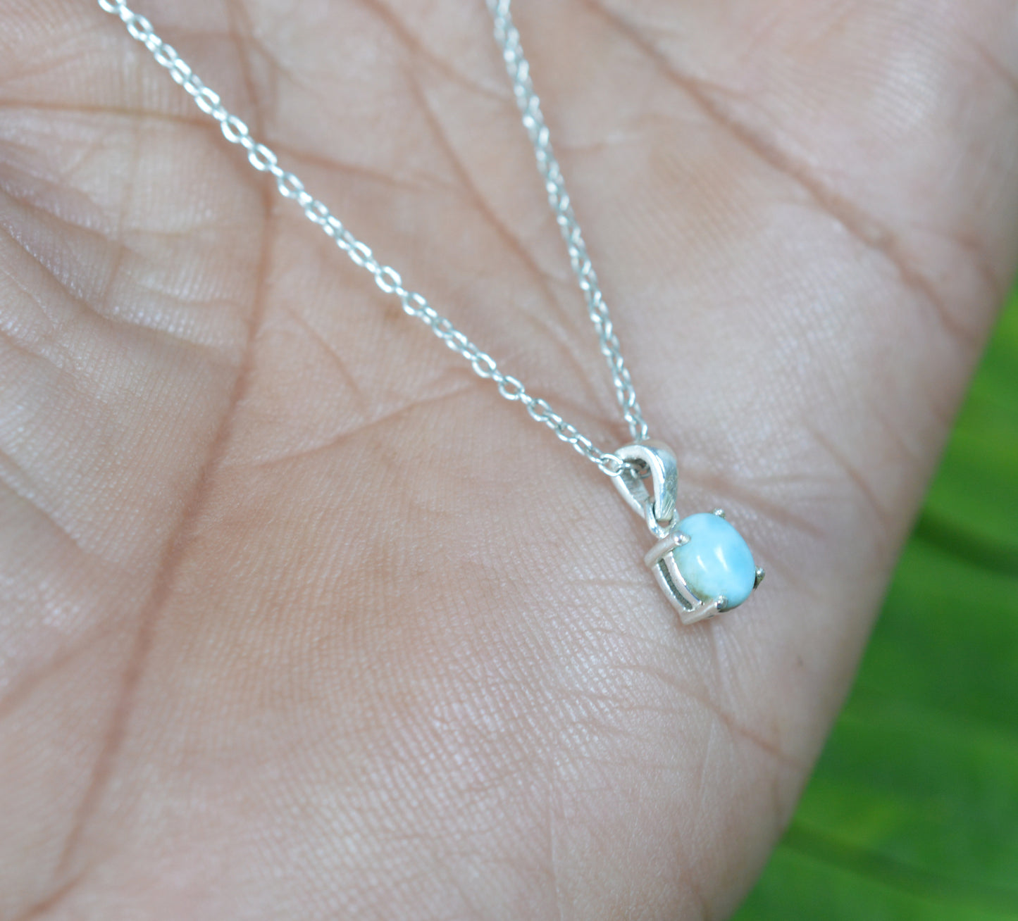 925 SOLID STERLING SILVER BLUE LARIMAR CHAIN PENDANT -18.5 INCH