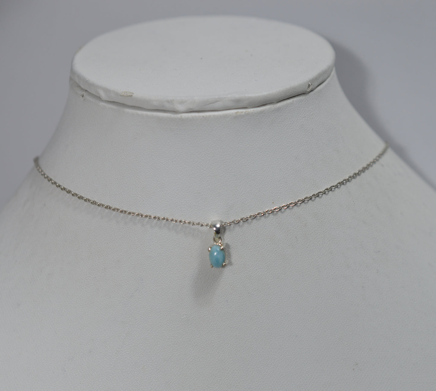 925 SOLID STERLING SILVER BLUE LARIMAR CHAIN PENDANT -18.5 INCH