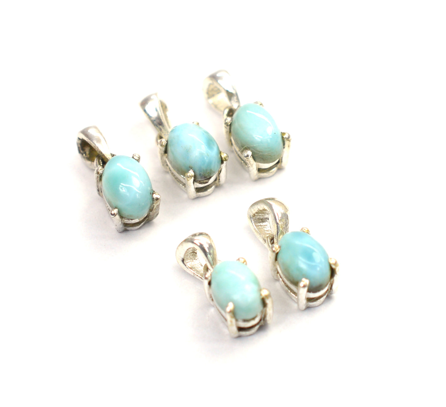 WHOLESALE 5PC 925 SOLID STERLING SILVER BLUE LARIMAR PENDANT LOT