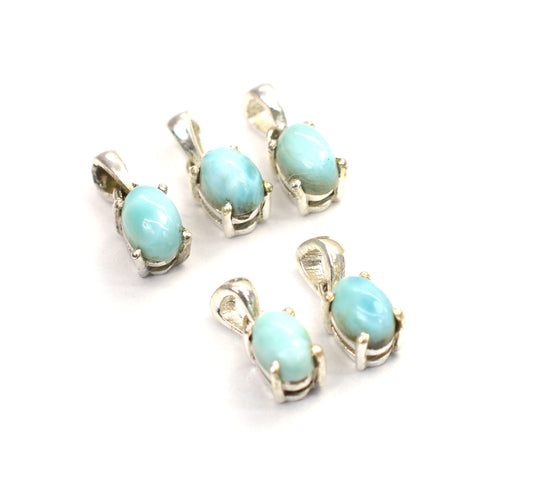 WHOLESALE 5PC 925 SOLID STERLING SILVER BLUE LARIMAR PENDANT LOT