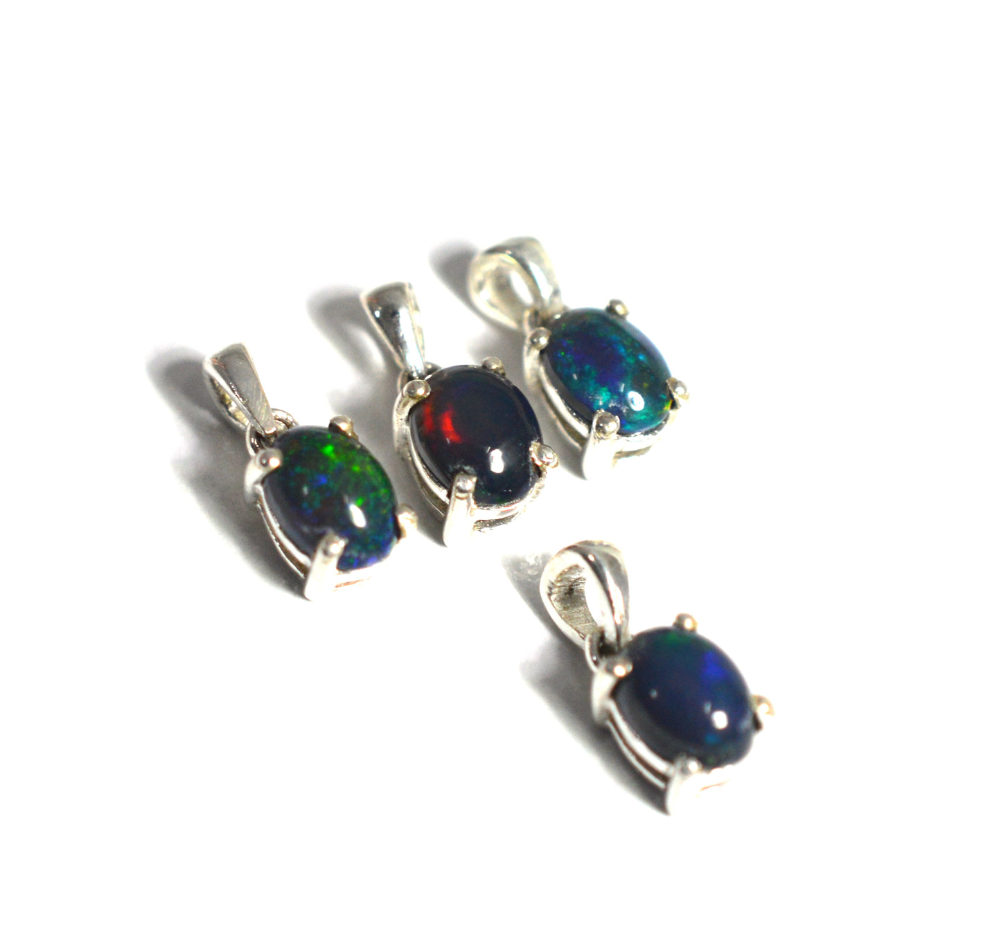 WHOLESALE 4PC 925 SOLID STERLING SILVER BLACK ETHIOPIAN OPAL PENDANT LOT