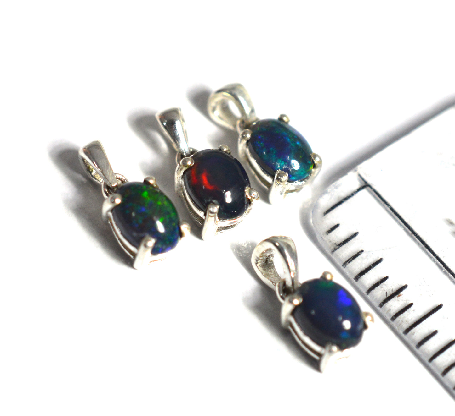 WHOLESALE 4PC 925 SOLID STERLING SILVER BLACK ETHIOPIAN OPAL PENDANT LOT