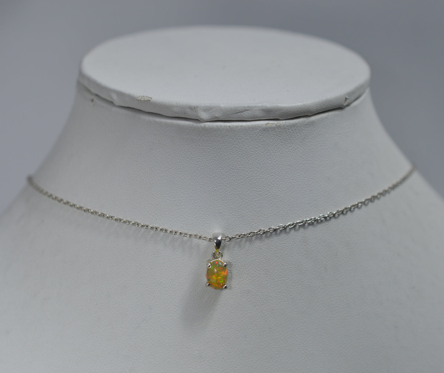 925 SOLID STERLING SILVER ETHIOPIAN OPAL CHAIN PENDANT -18.5 INCH