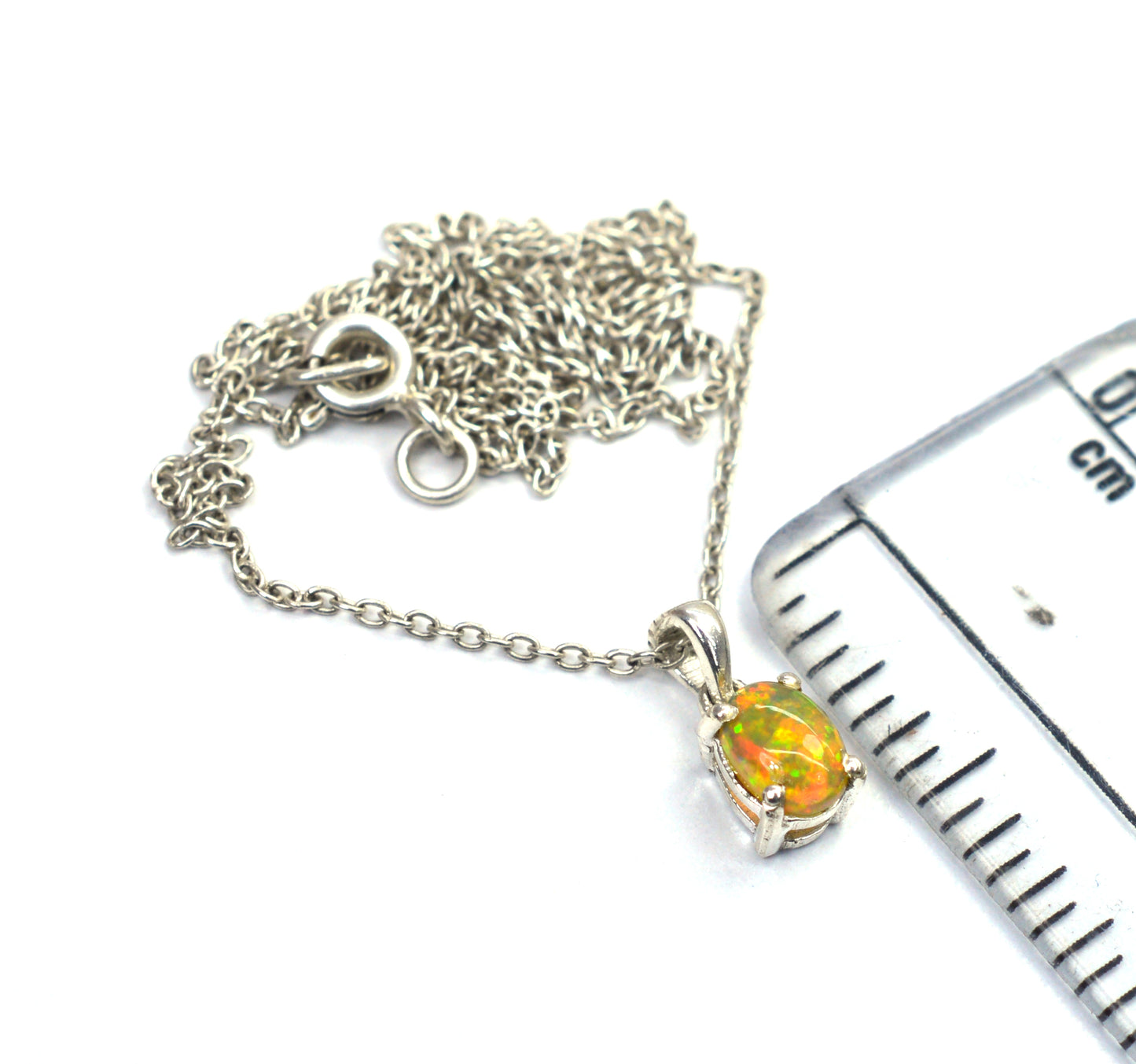 925 SOLID STERLING SILVER ETHIOPIAN OPAL CHAIN PENDANT -18.5 INCH