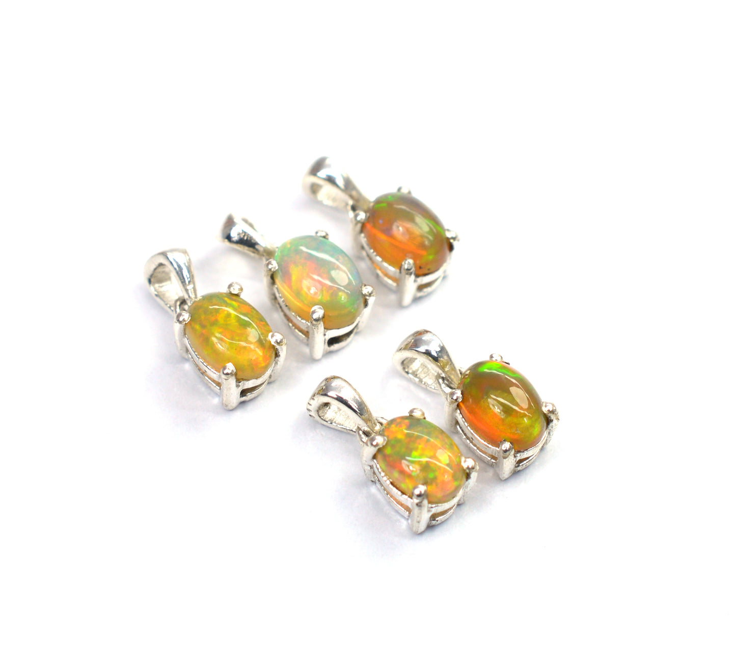 WHOLESALE 5PC 925 SOLID STERLING SILVER ETHIOPIAN OPAL PENDANT LOT