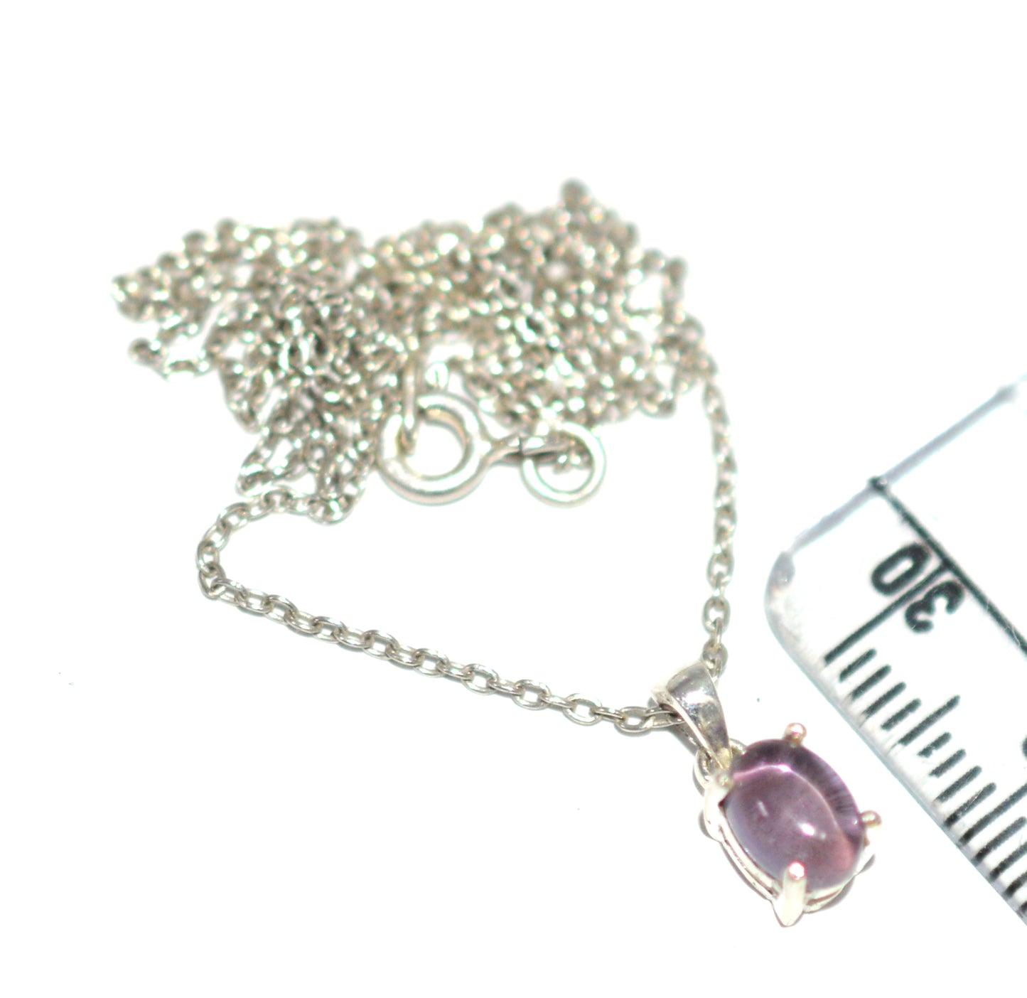 925 SOLID STERLING SILVER PURPLE AMETHYST CHAIN PENDANT -18.5 INCH