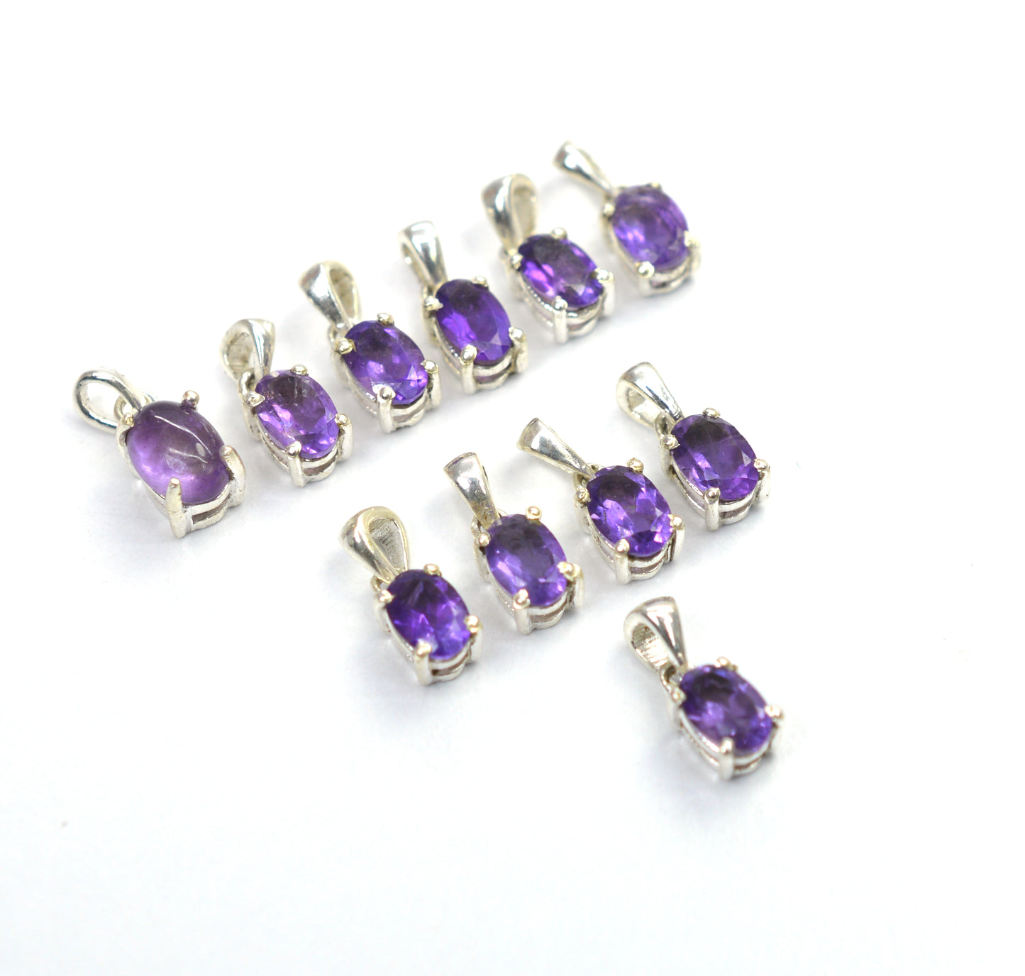 WHOLESALE 11PC 925 SOLID STERLING SILVER PURPLE AMETHYST PENDANT LOT