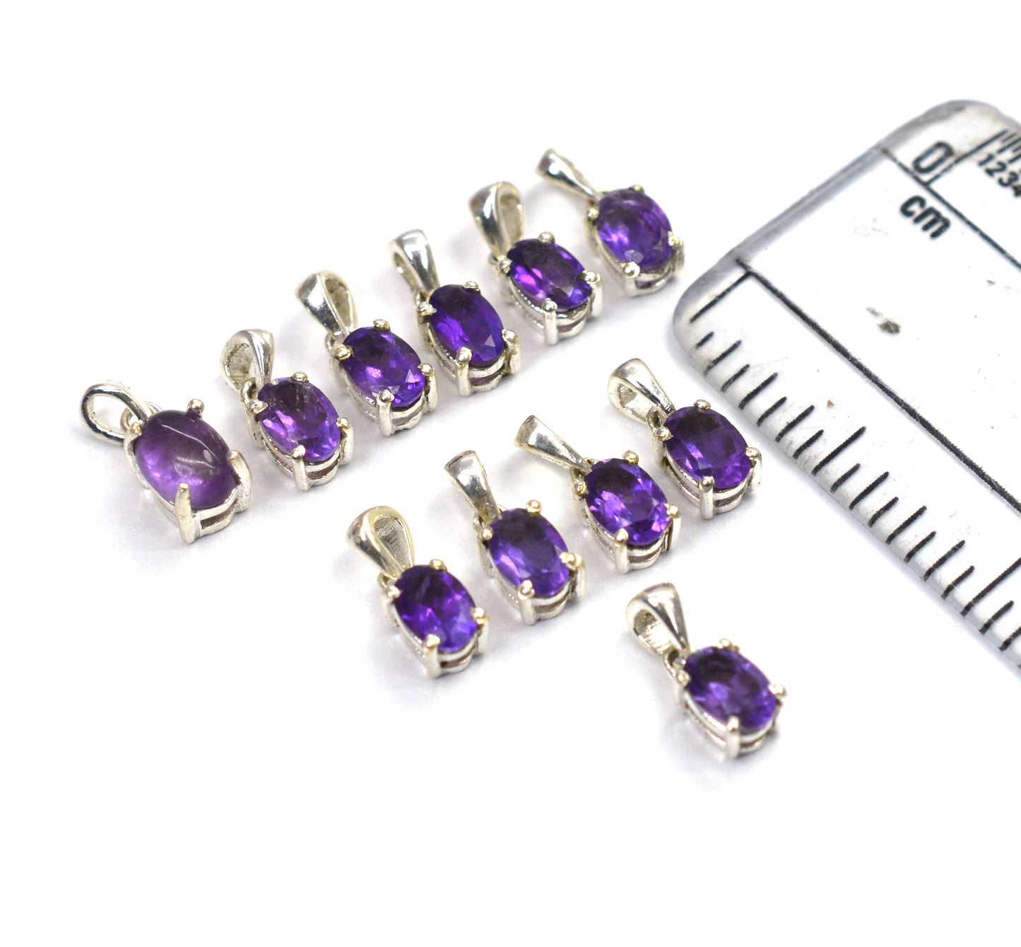 WHOLESALE 11PC 925 SOLID STERLING SILVER PURPLE AMETHYST PENDANT LOT