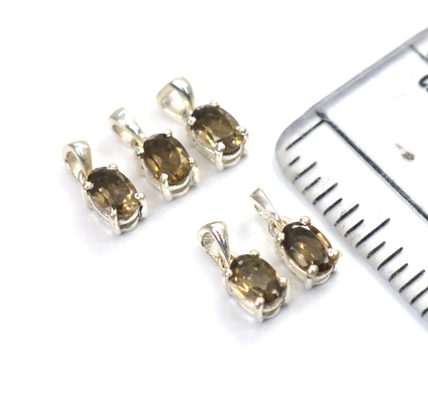 WHOLESALE 5PC 925 SOLID STERLING SILVER SMOKY QUARTZ PENDANT LOT