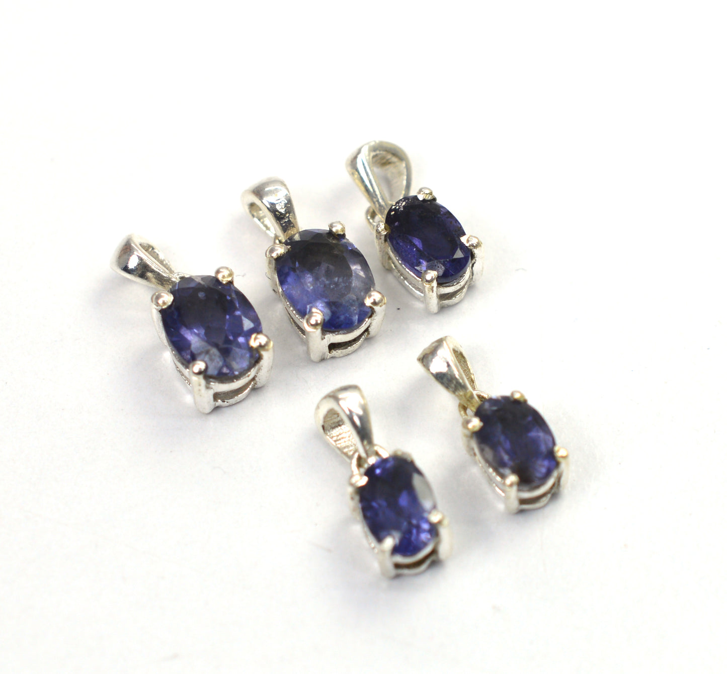 WHOLESALE 5PC 925 SOLID STERLING SILVER BLUE IOLITE PENDANT LOT