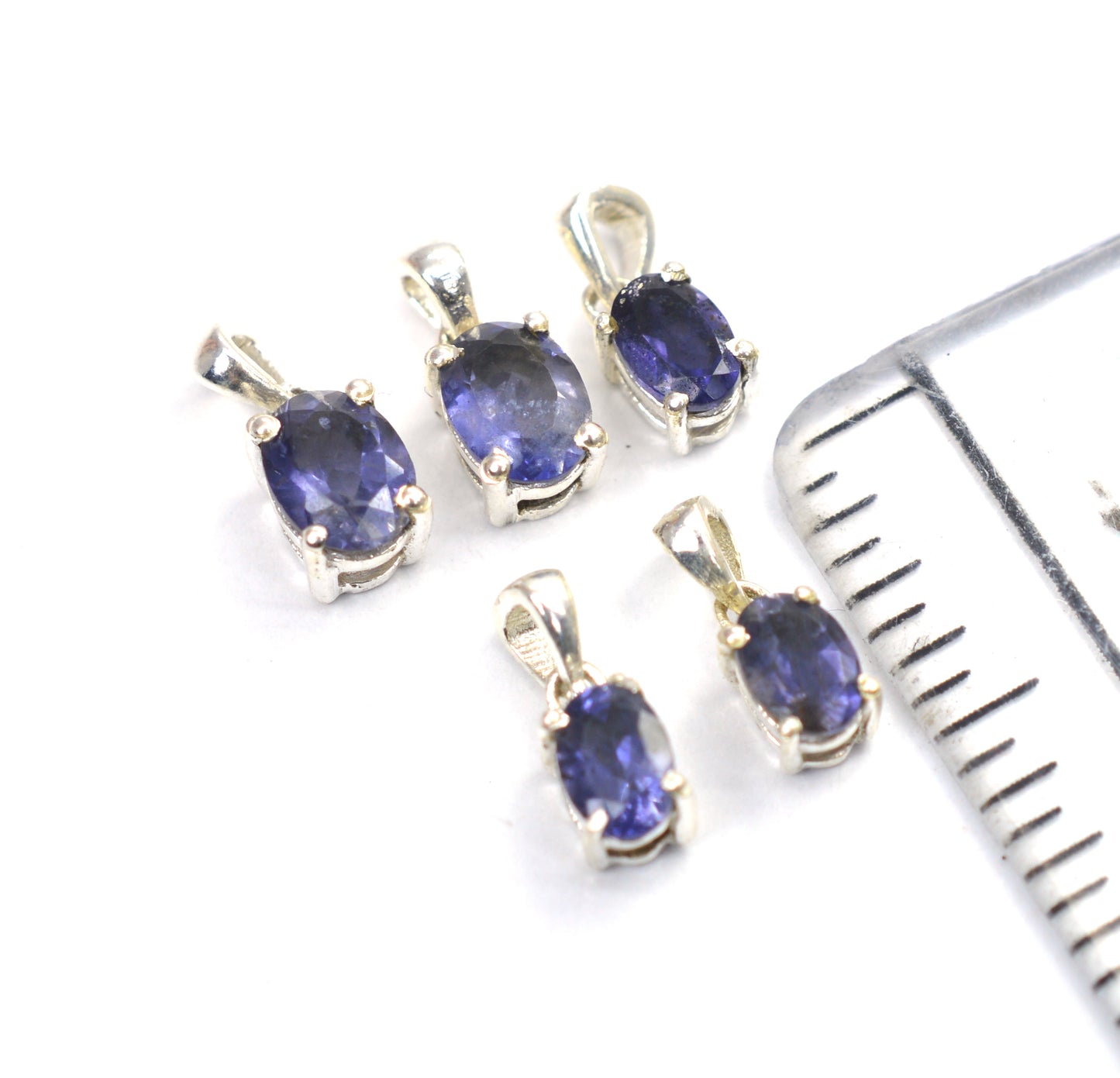 WHOLESALE 5PC 925 SOLID STERLING SILVER BLUE IOLITE PENDANT LOT