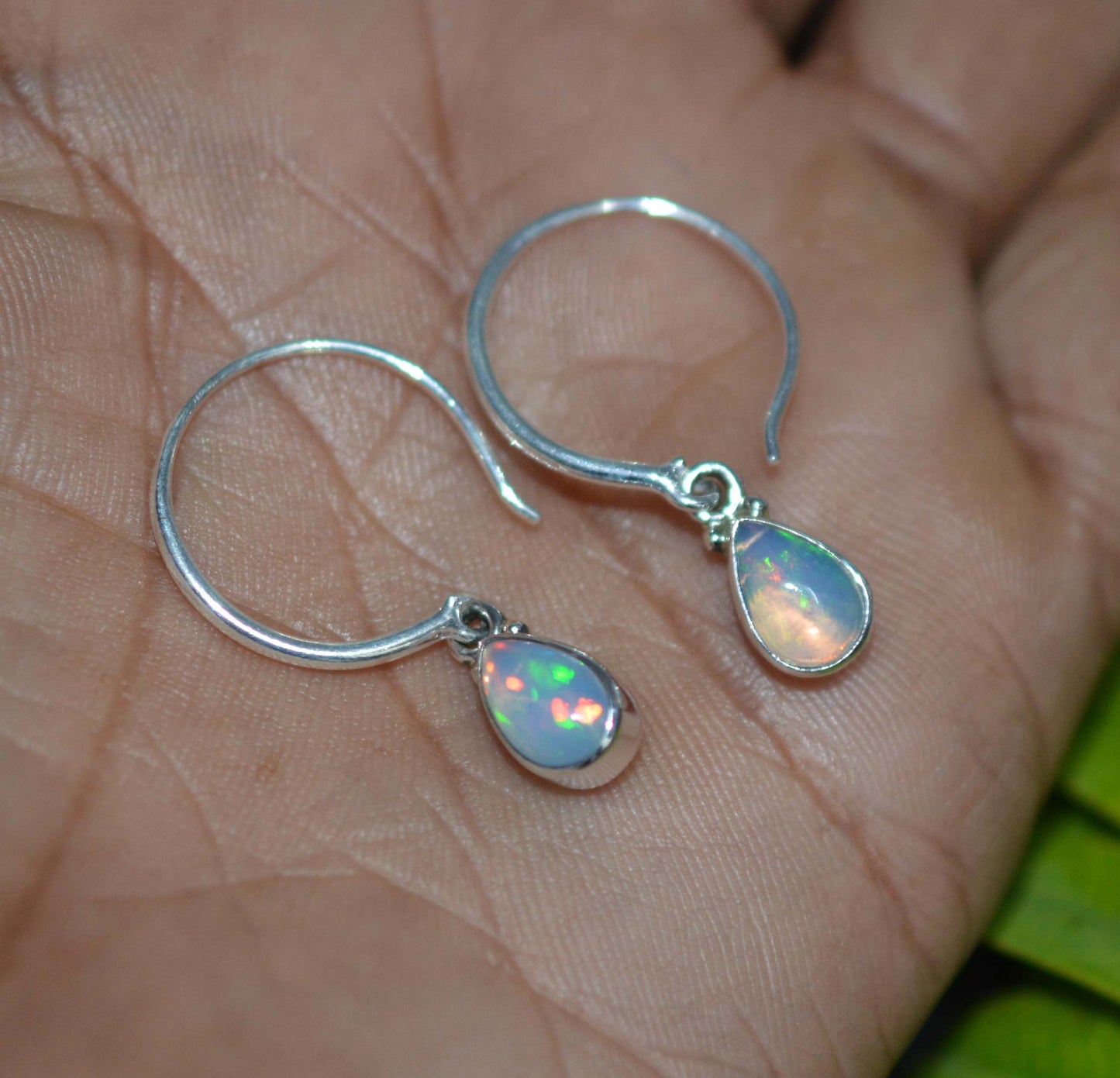 925 SOLID STERLING SILVER ETHIOPIAN OPAL HOOP EARRING -1.3 INCH