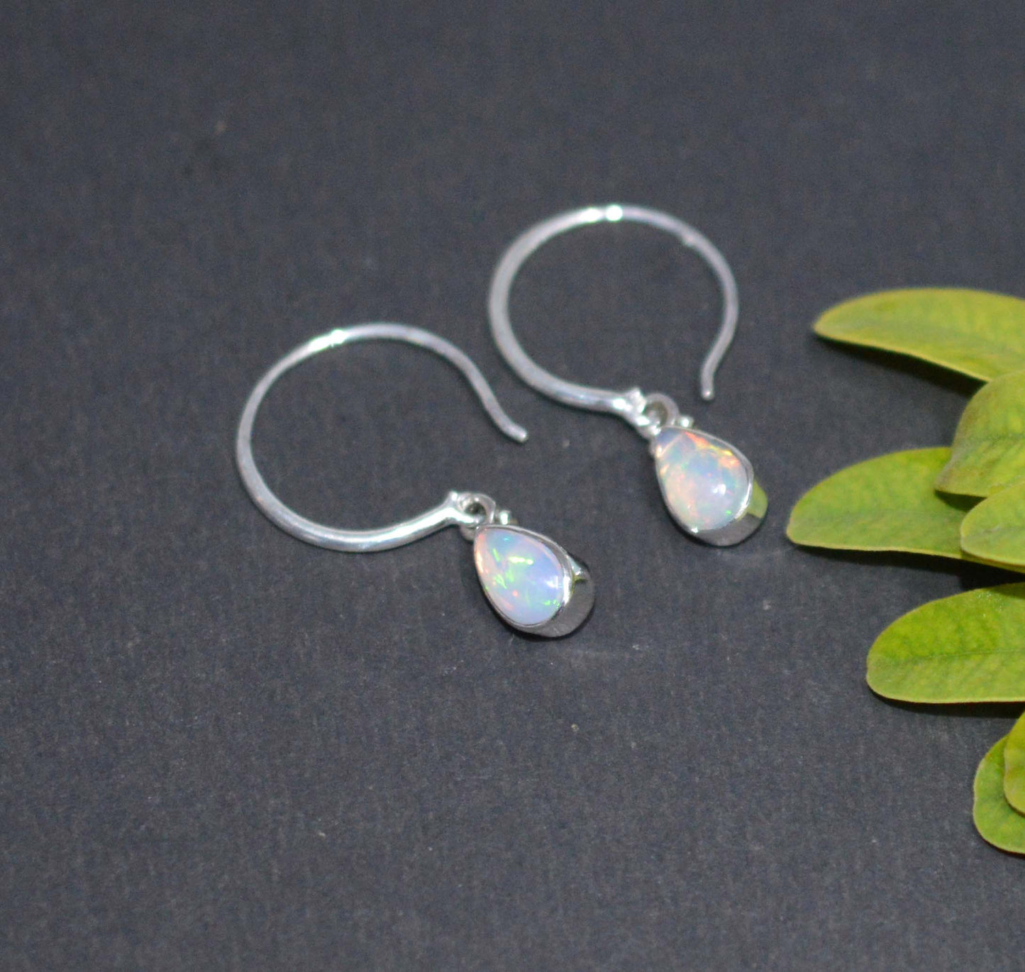 925 SOLID STERLING SILVER ETHIOPIAN OPAL HOOP EARRING -1.3 INCH