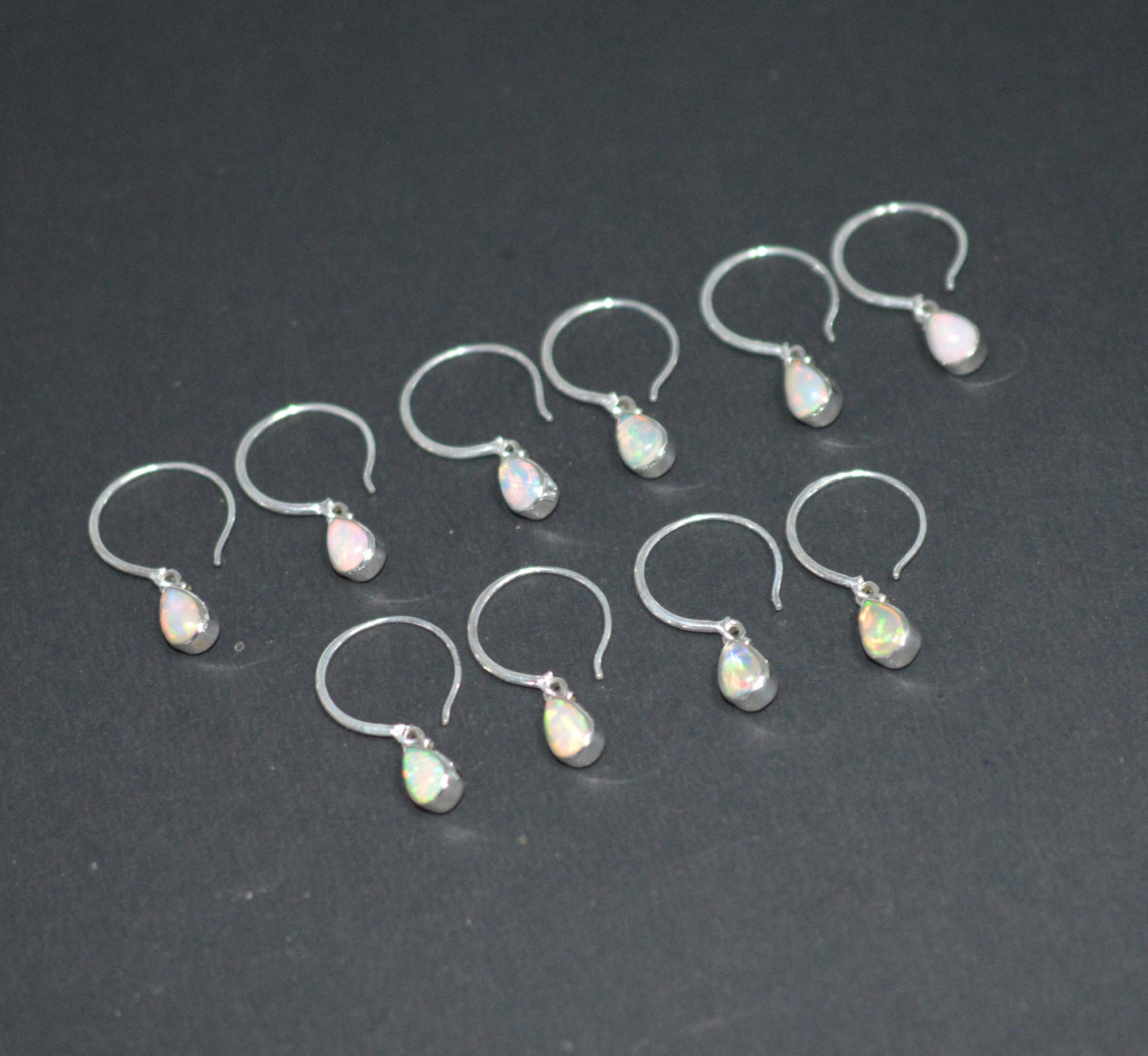 WHOLESALE 5PR 925 SOLID STERLING SILVER ETHIOPIAN OPAL HOOP EARRING LOT