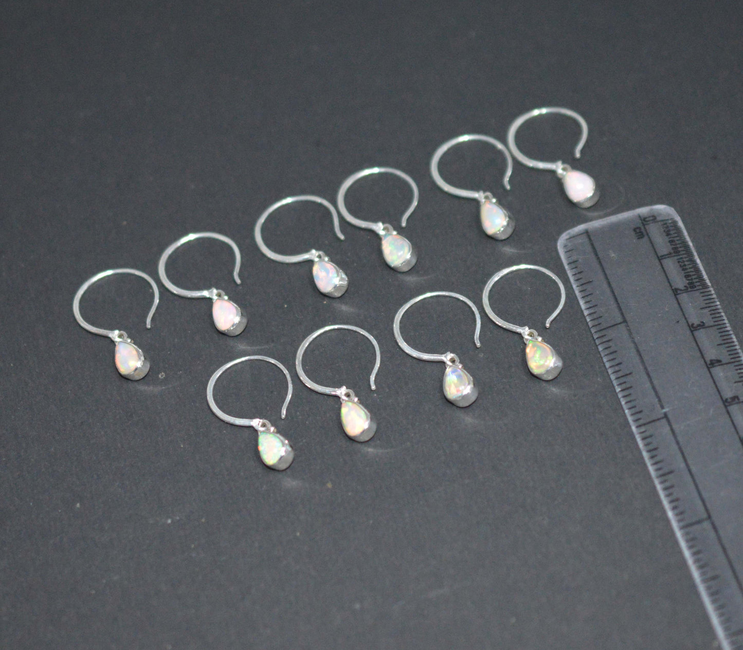 WHOLESALE 5PR 925 SOLID STERLING SILVER ETHIOPIAN OPAL HOOP EARRING LOT