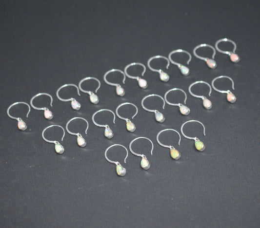 WHOLESALE 11PR 925 SOLID STERLING SILVER ETHIOPIAN OPAL HOOP EARRING LOT