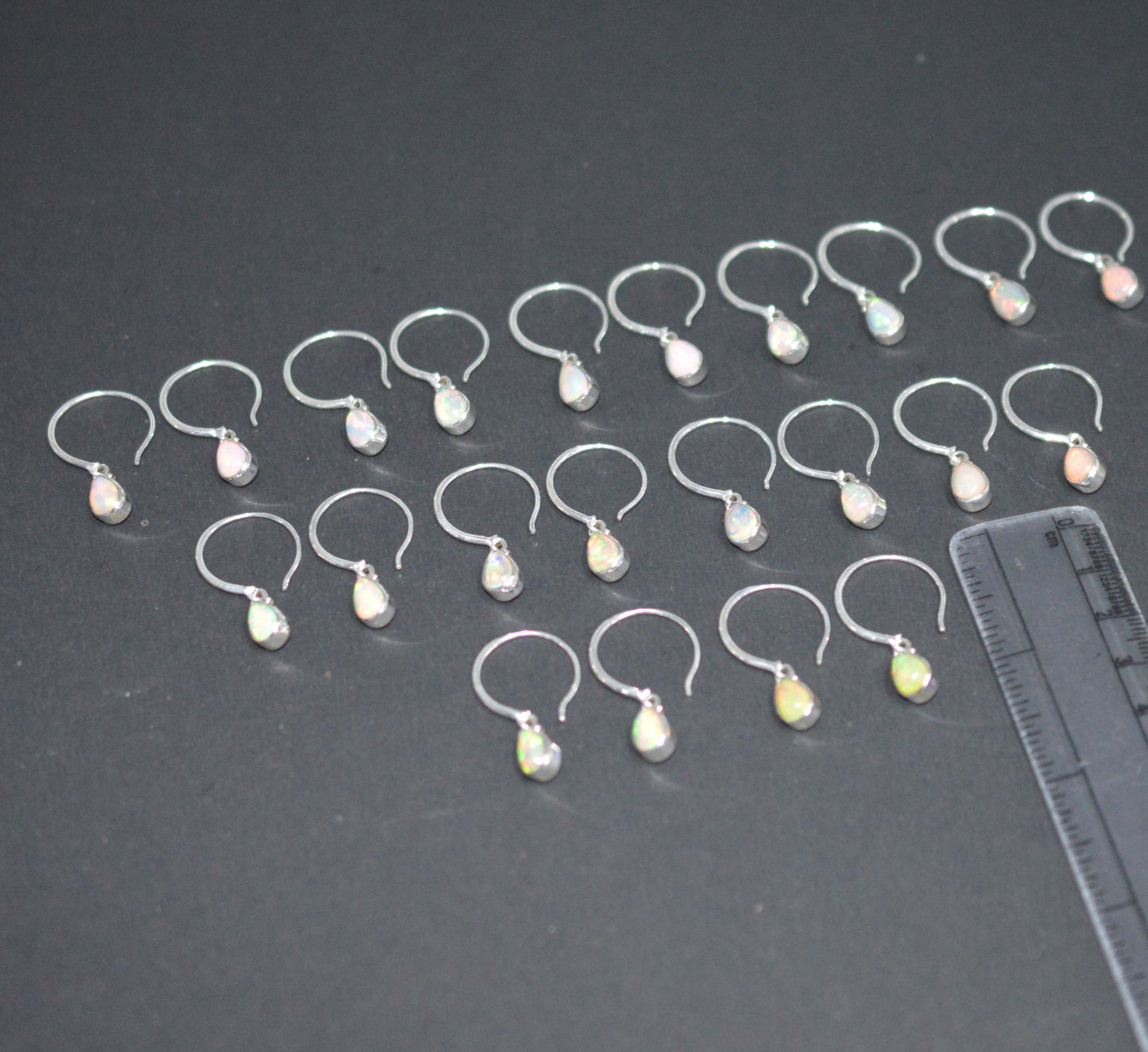 WHOLESALE 11PR 925 SOLID STERLING SILVER ETHIOPIAN OPAL HOOP EARRING LOT