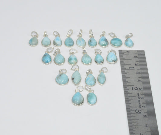 Wholesale 21Pc 925 Sterling Silver Natural Blue Larimar Pendant Lot Gtc159