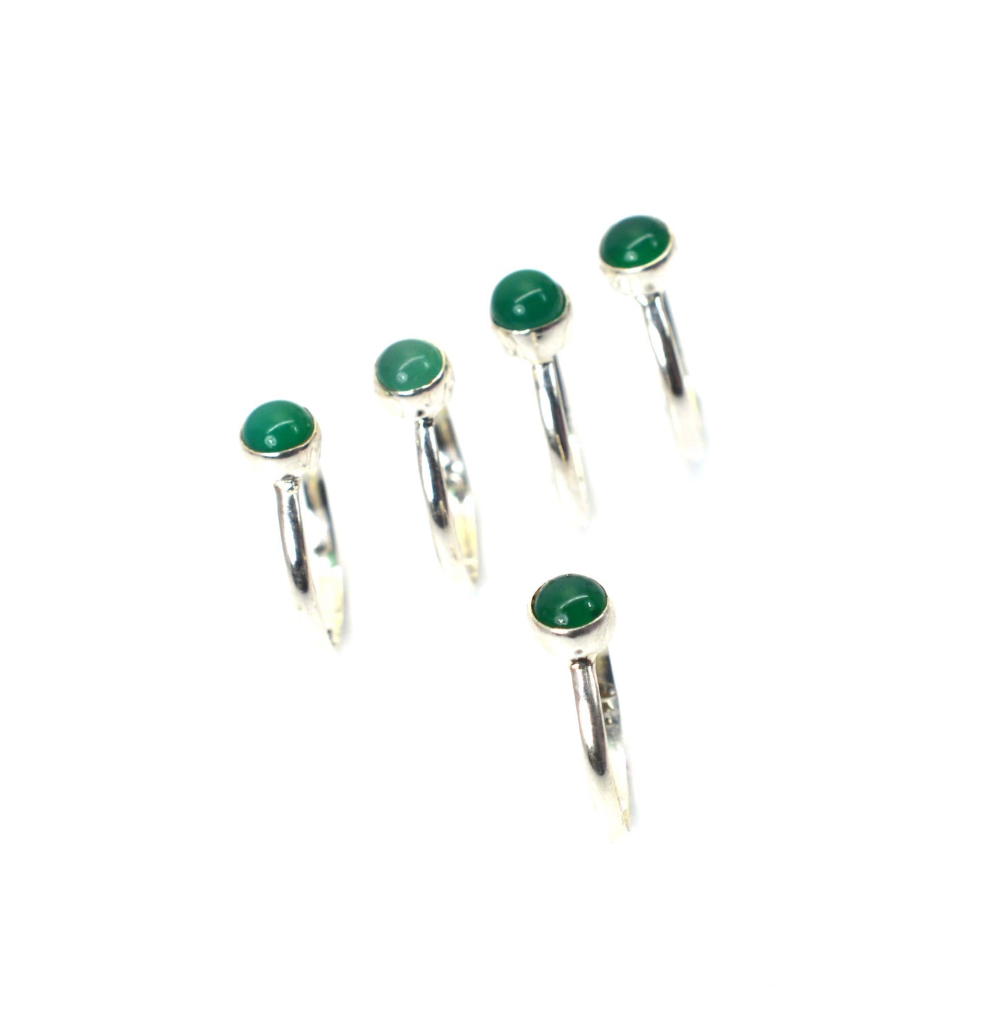 WHOLESALE 5PC 925 SOLID STERLING SILVER GREEN ONYX RING LOT