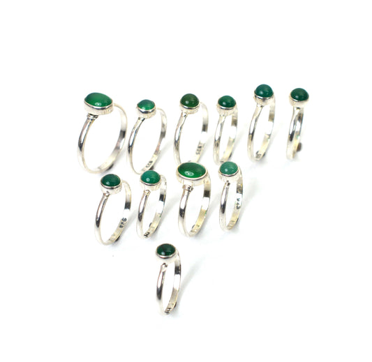 WHOLESALE 11PC 925 SOLID STERLING SILVER GREEN ONYX RING LOT