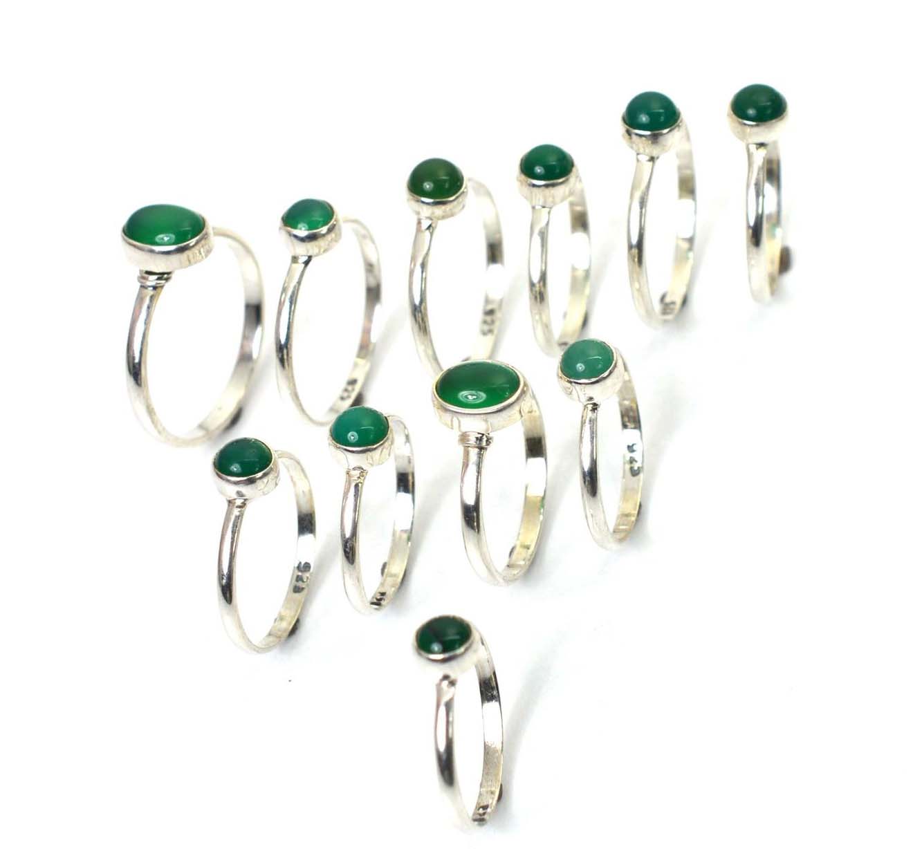 WHOLESALE 11PC 925 SOLID STERLING SILVER GREEN ONYX RING LOT