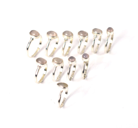 WHOLESALE 11PC 925 SOLID STERLING SILVER PINK ROSE QUARTZ RING LOT