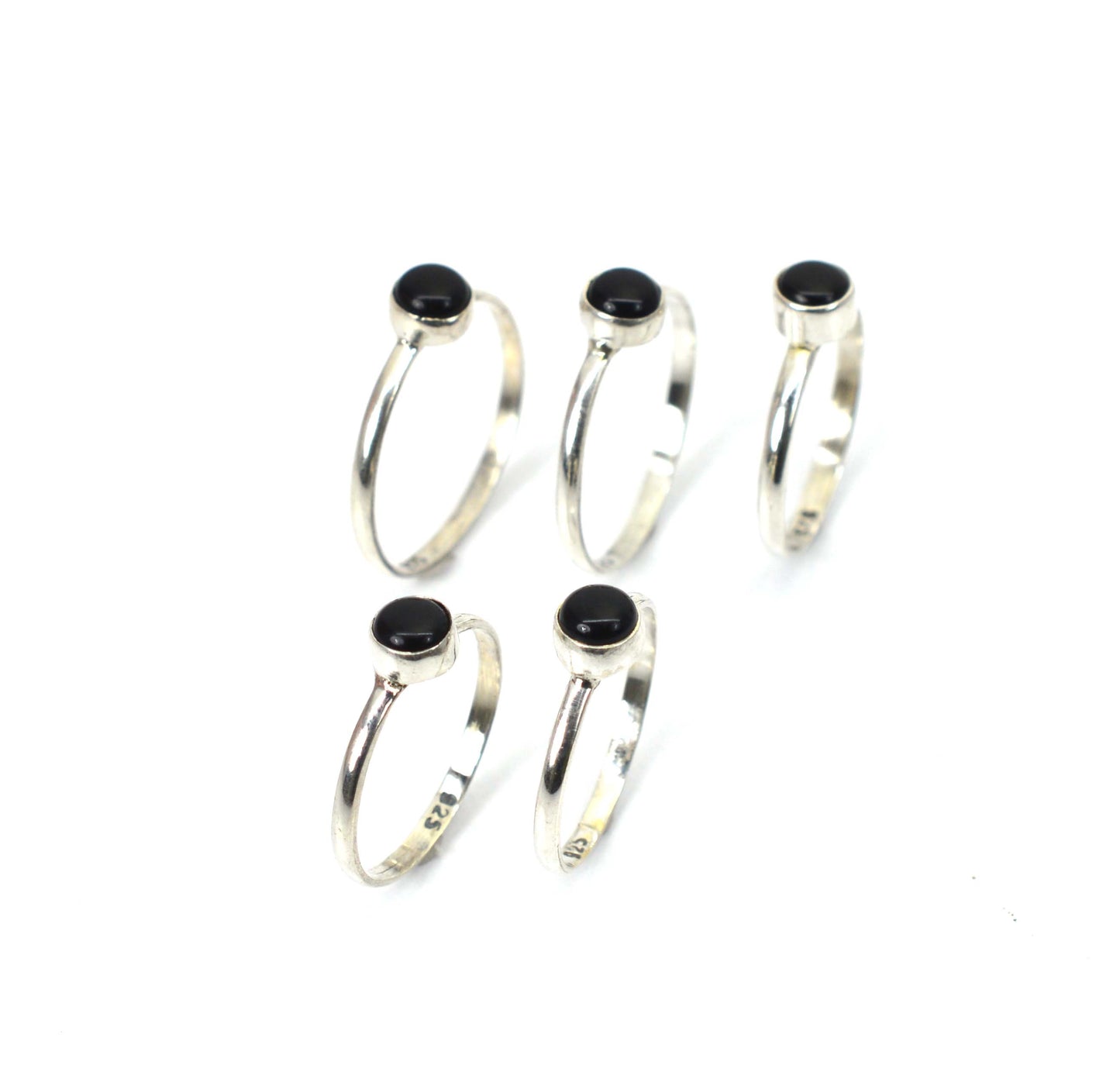 WHOLESALE 5PC 925 SOLID STERLING SILVER BLACK ONYX RING LOT