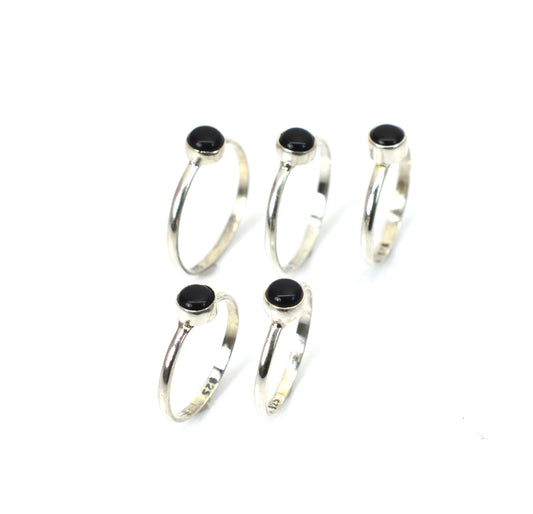 WHOLESALE 5PC 925 SOLID STERLING SILVER BLACK ONYX RING LOT