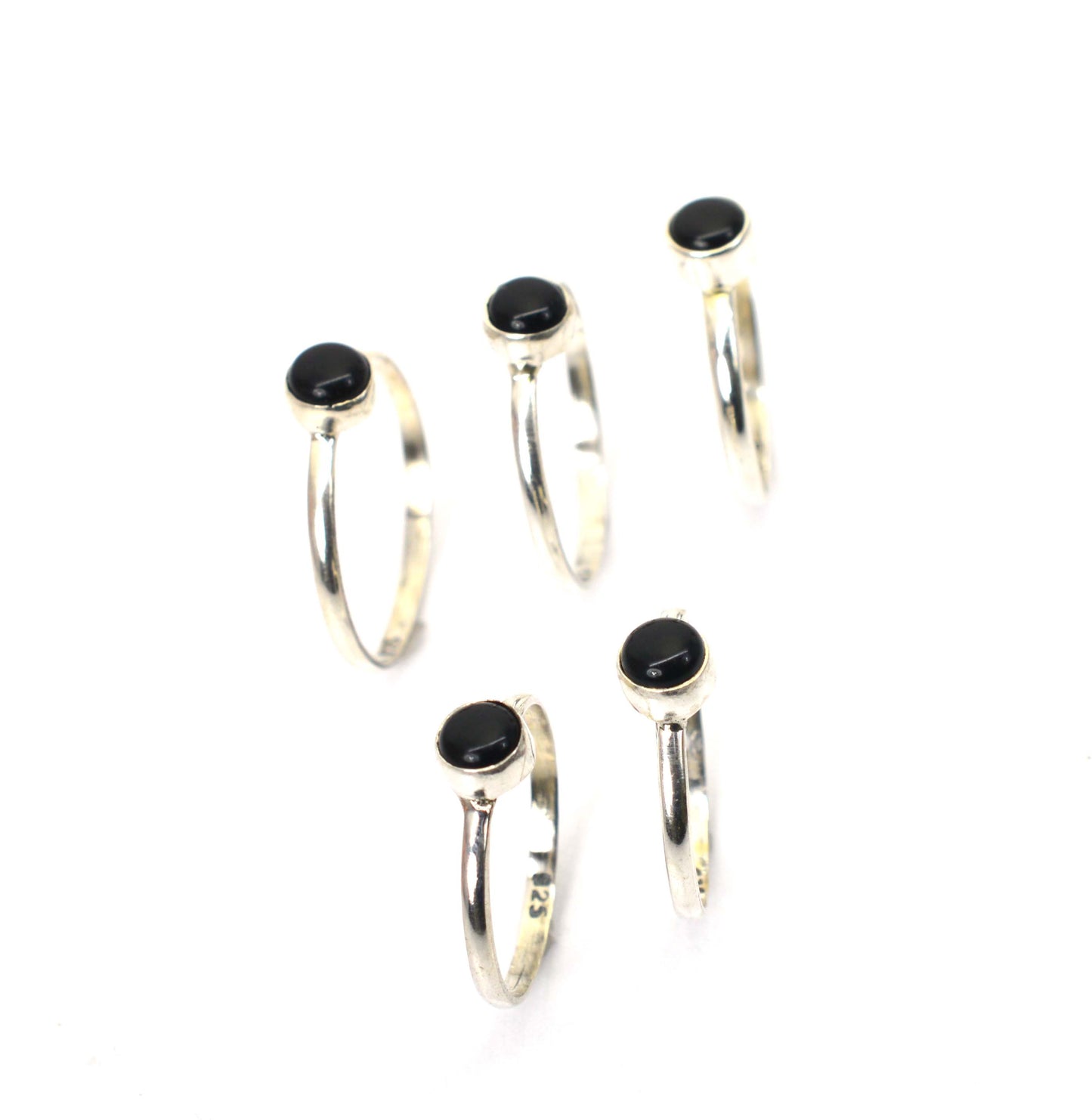 WHOLESALE 5PC 925 SOLID STERLING SILVER BLACK ONYX RING LOT